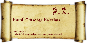 Horánszky Kardos névjegykártya